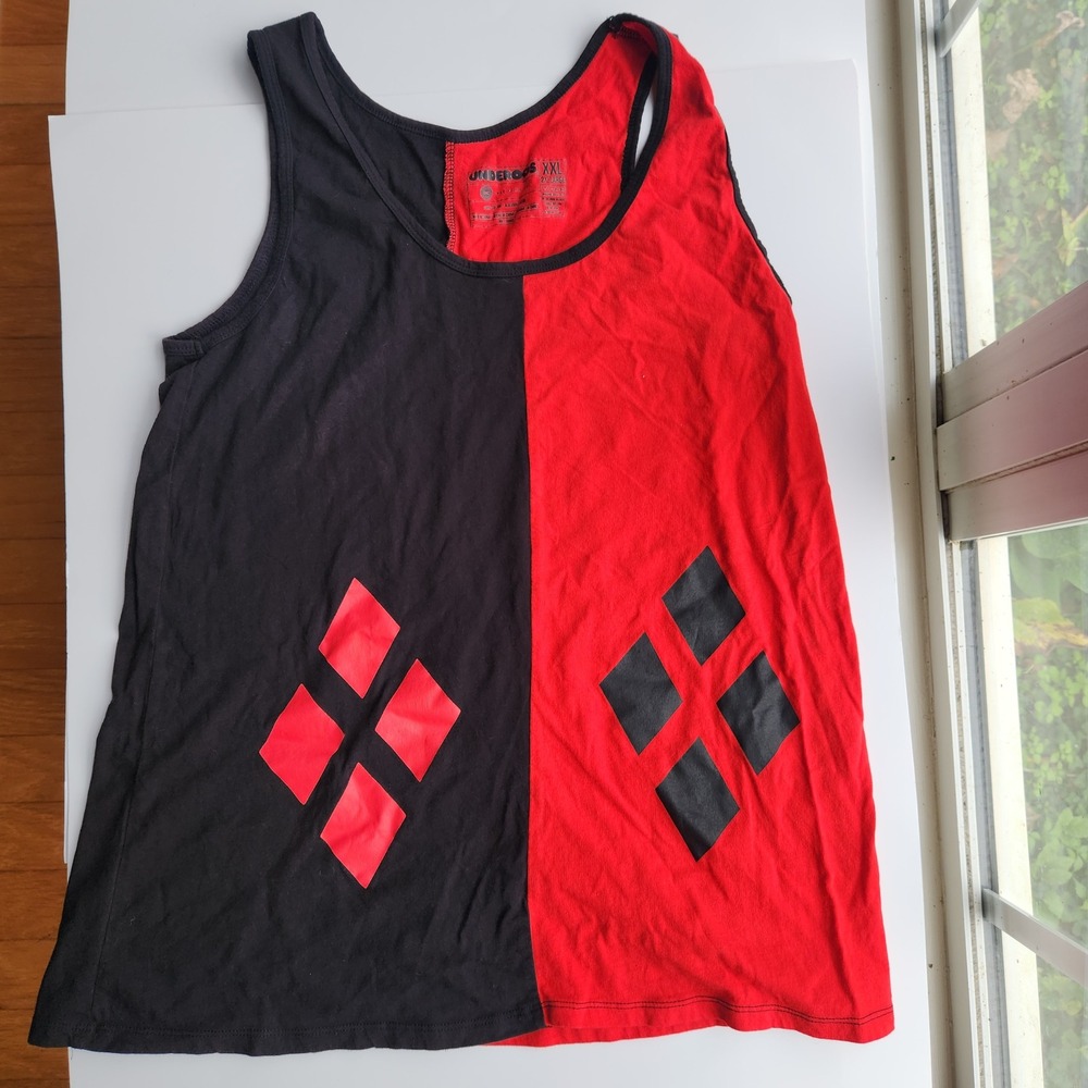 Underroos Harley Quinn Black Red Diamond Tank Top & Panty Set Size XXL